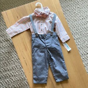 Carter's Gray Suspender Pants and dress shirt for Kids